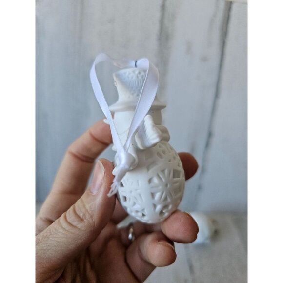 Snowman sparkle glitter Cardinal bird ornament snowball Xmas tree - Picture 11 of 16